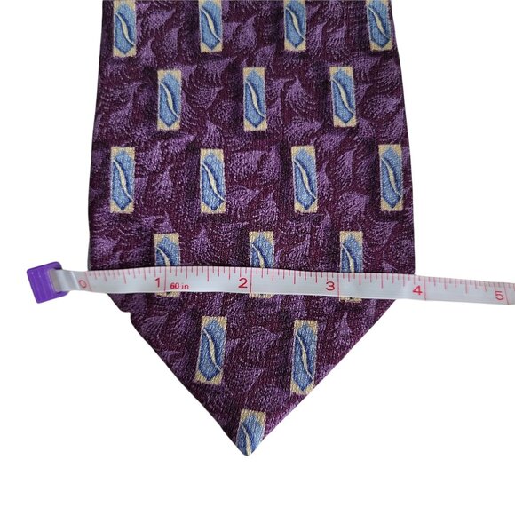 Jos A Bank Silk Tie Mens Necktie Purple Blue Geometric Business Career Menswear - Picture 4 of 5